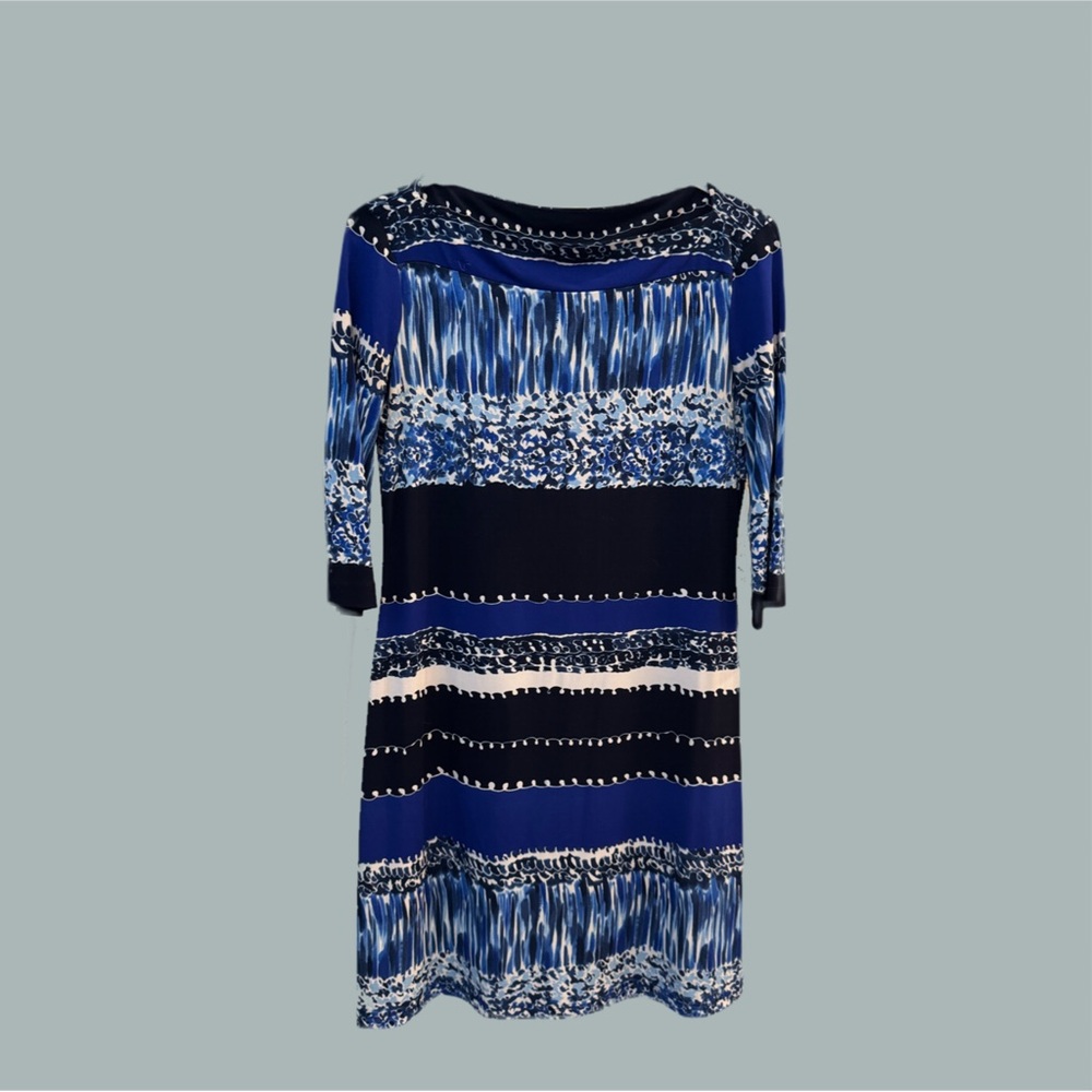 Elegant Blue Patterned Dress